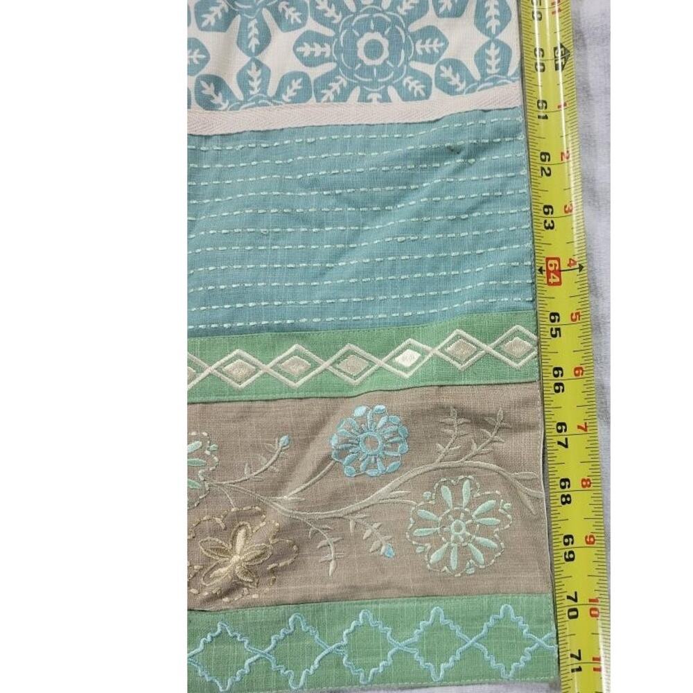 VTG 90's Table Runner 71 X 12" Spring Easter Floral Blue Green Long Embroidered - Picture 3 of 4